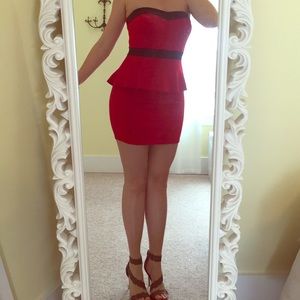 Red peplum dress